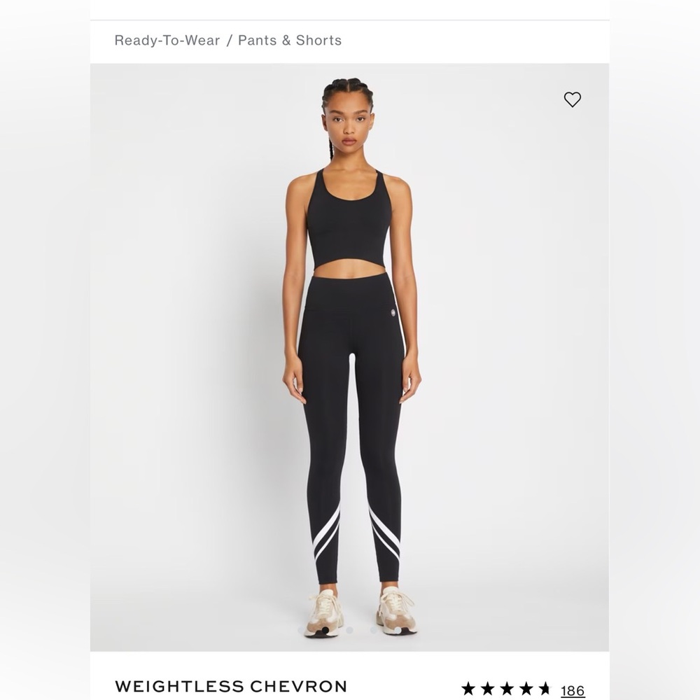Tory Burch Black Leggings with White Diagonal Stripes